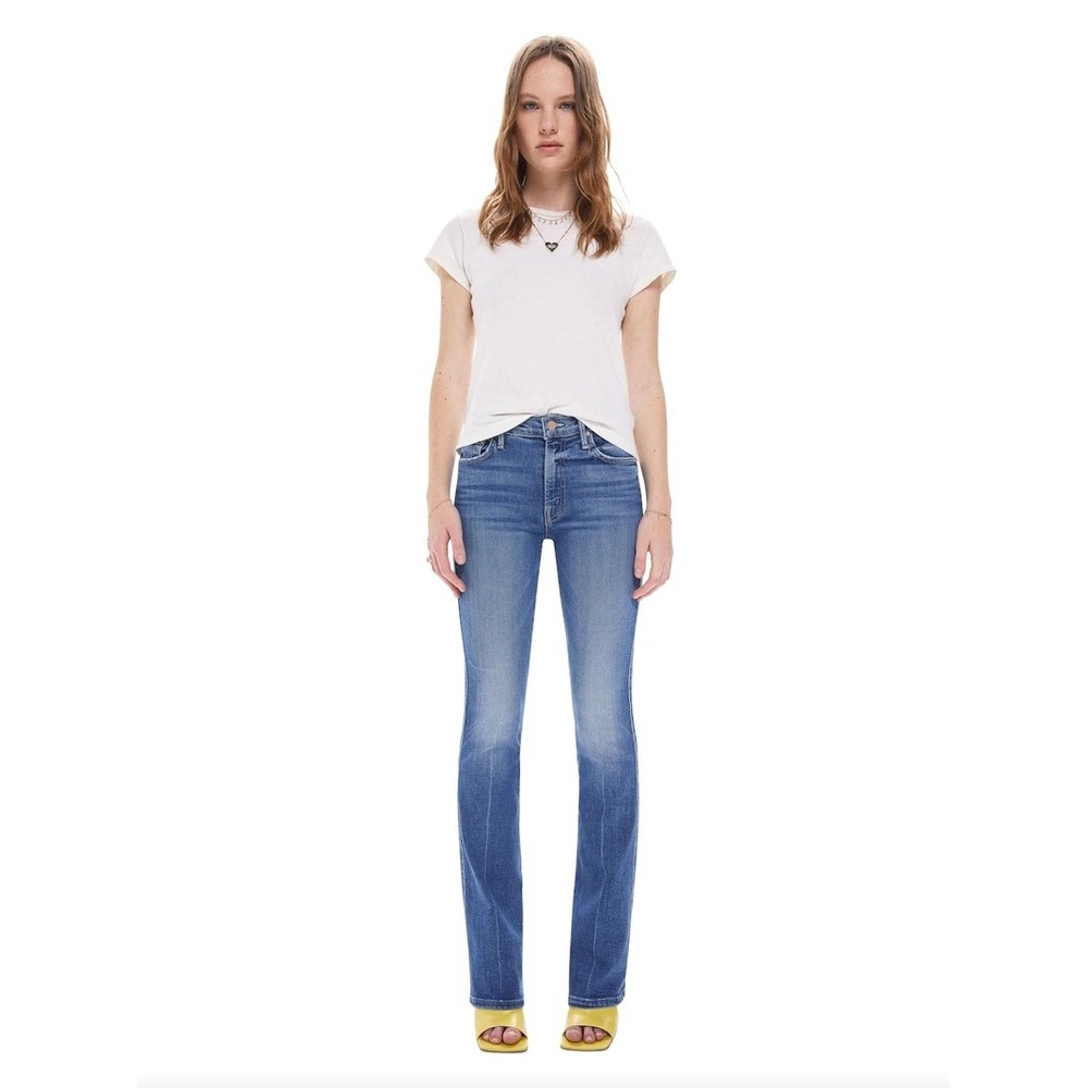 MOTHER The Double Insider Heel Jeans Sz 26 Opposites Attract Blue Flare Bootcut